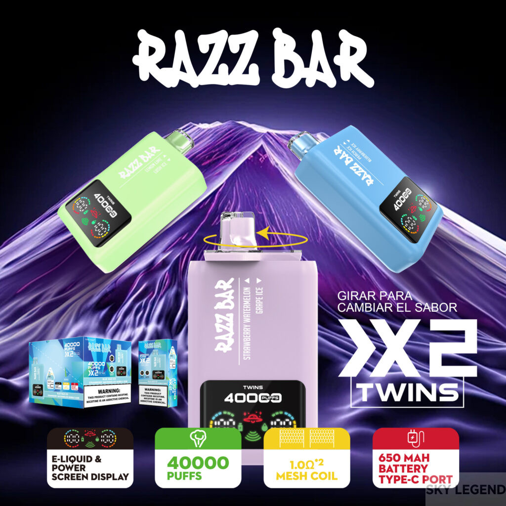 RAZZ-BAR-TWINS-40000-PUFF wholesale disposable vape with flavor switching and Best Double Flavors Disposable vape
