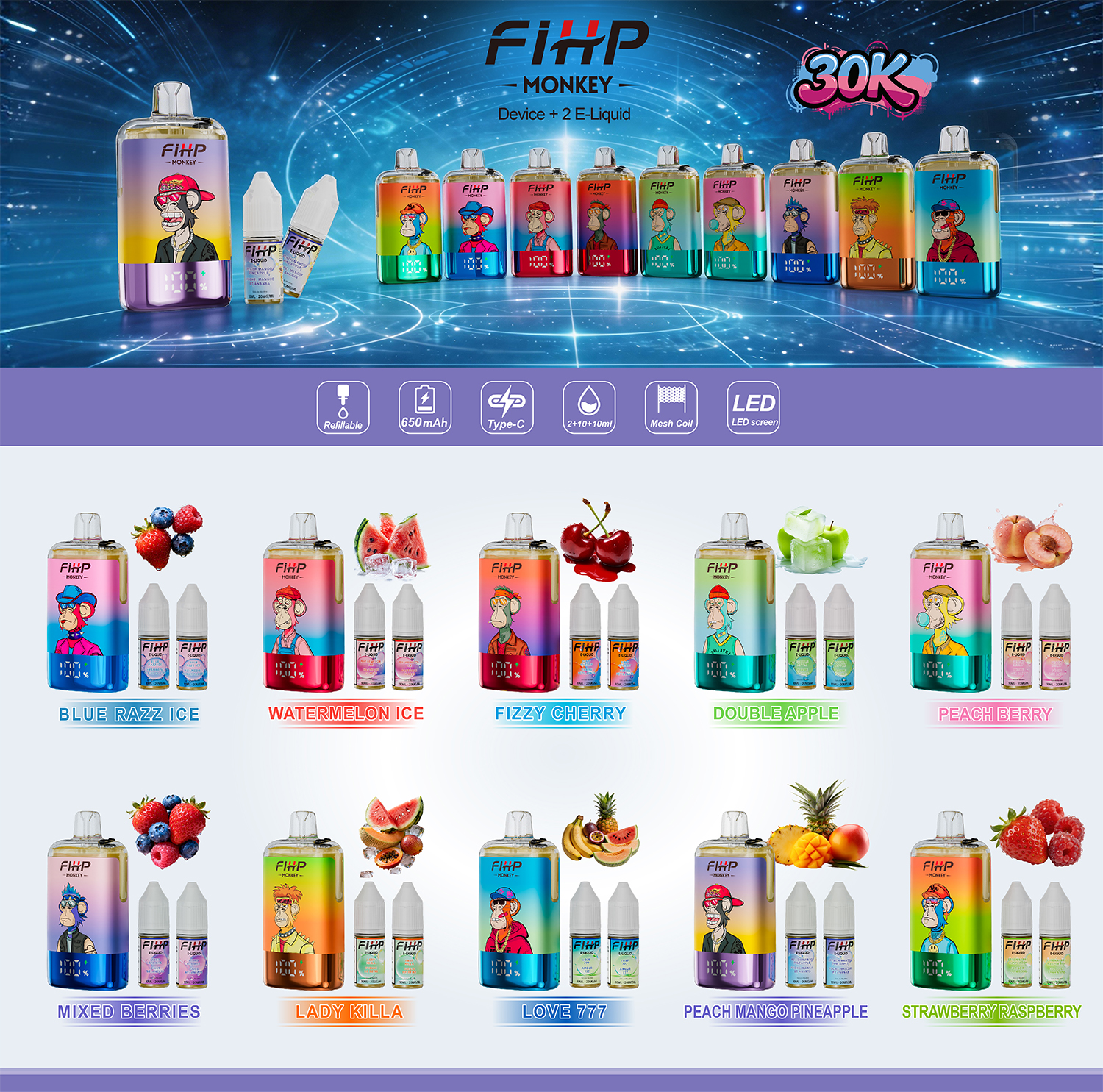 Fihp 30k Flavours 008 wholesale disposable vape