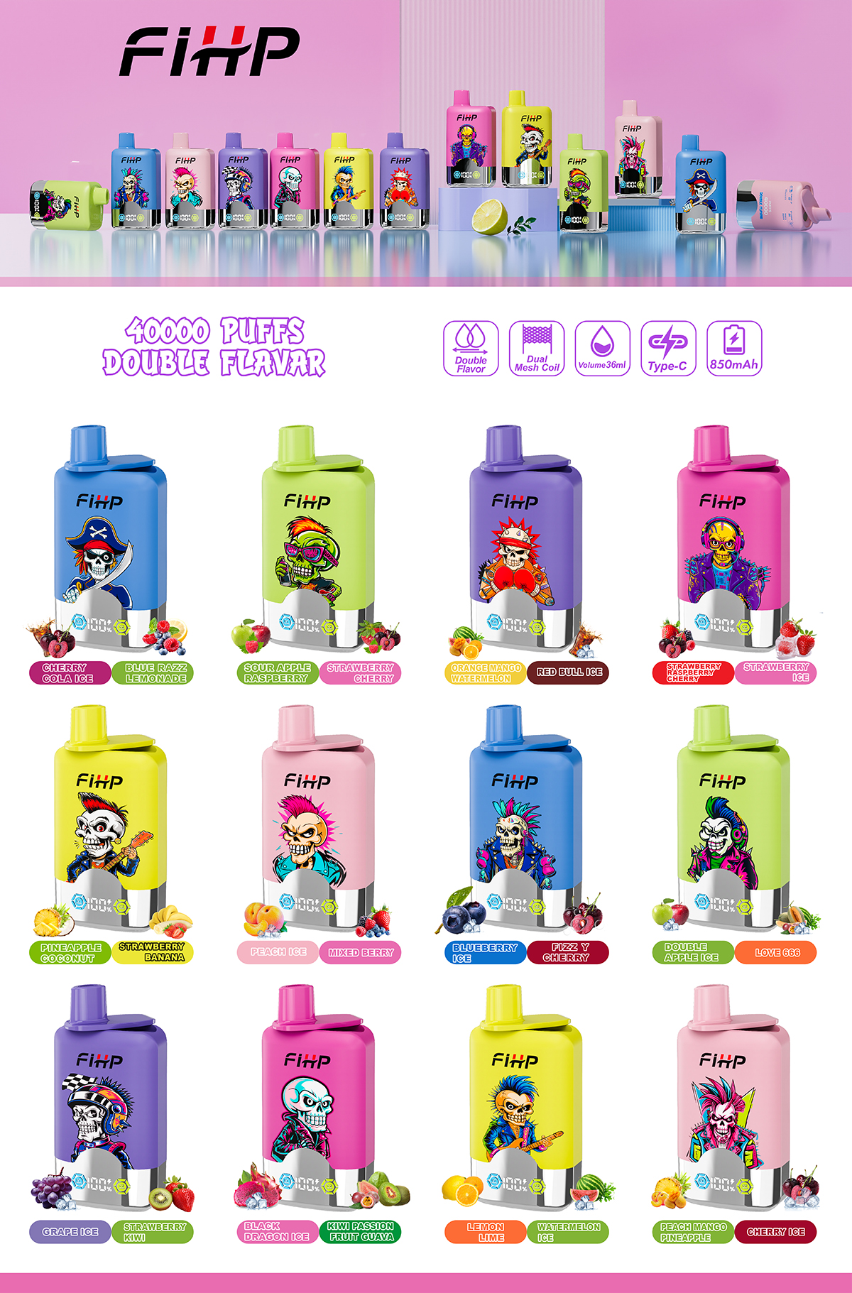 Fihp 40K Flavours 002 wholesale disposable vape